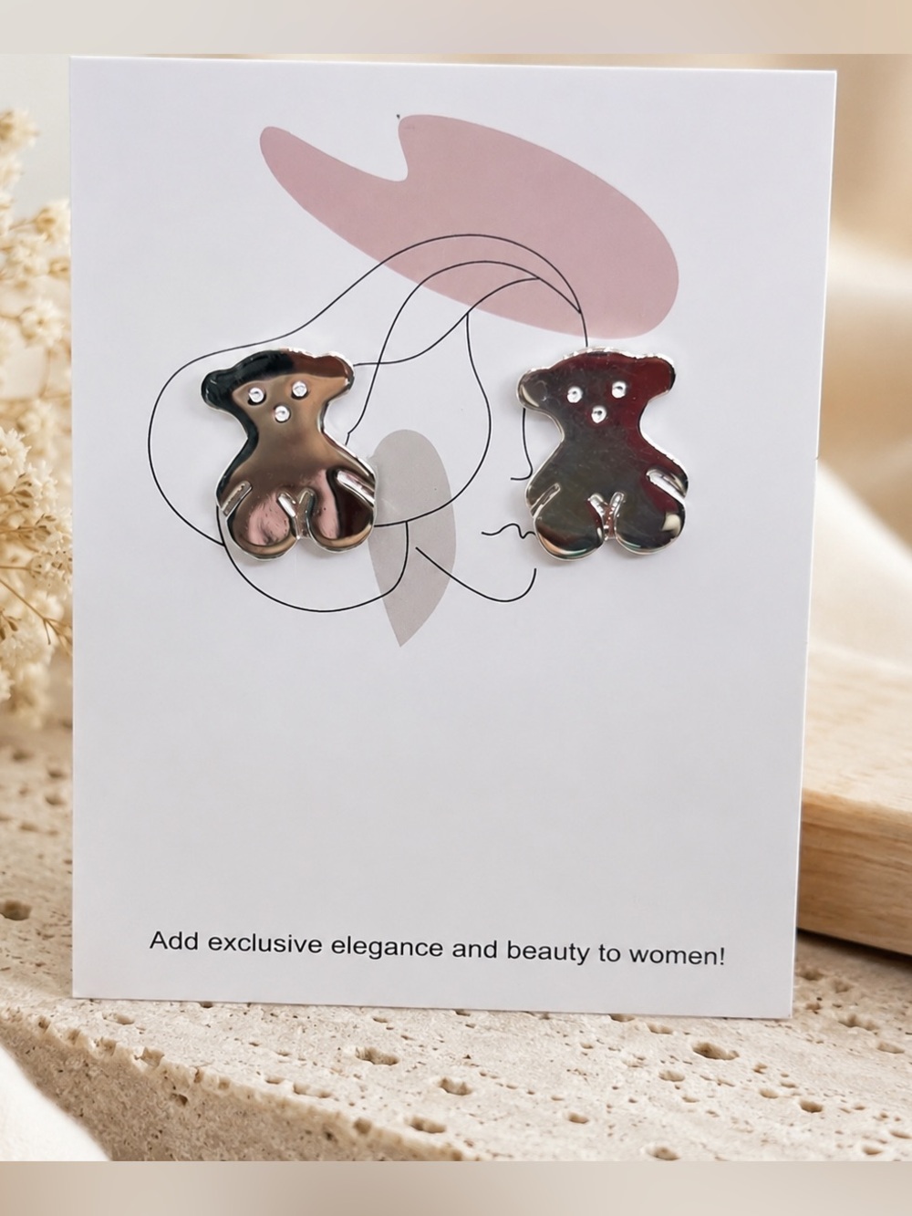 Large Silver Bear Earrings 925